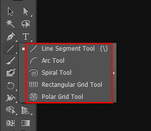 line segment tools fly out menu