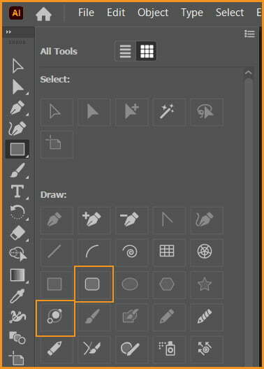 rounded rectangle tool and flare tool