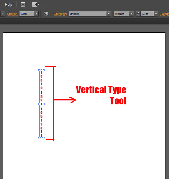 Vertical Type tool in illustrator
