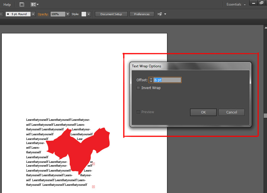 text wrap options dialog box in illustrator