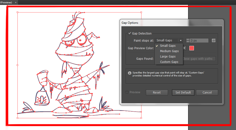 gap options dialog box in illustrator