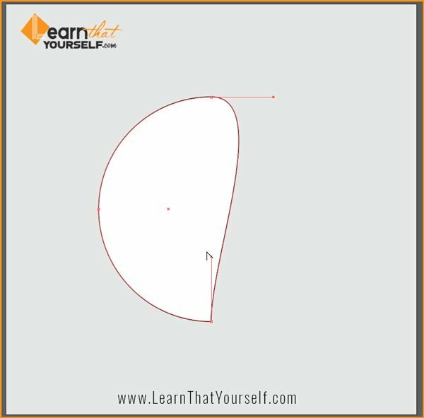 Moving handle towards center at right angle using convert point tool in illustrator