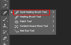 spot healing brush tool in photoshop