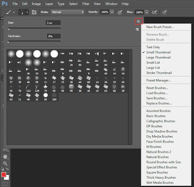 settings opened in brush panel in photoshop