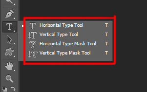 horizontal type tool | vertical type tool | horizontal type mask tool | vertical type mask tool