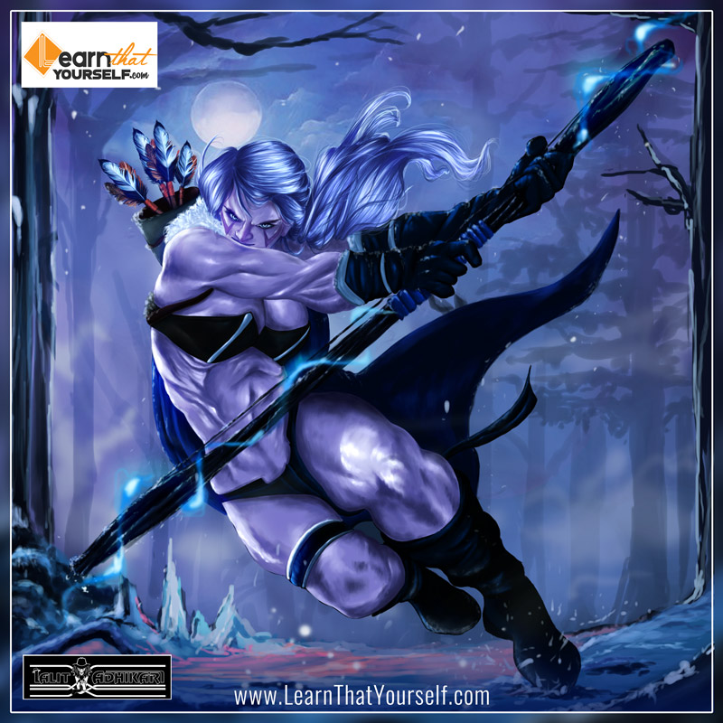 Drow Ranger from DOTA 2 game, Fan Art by Lalit Adhikari at Learn That Yourself.