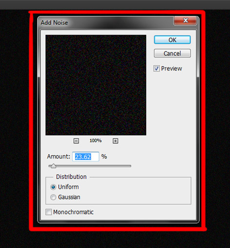 add noise dialog box in photoshop
